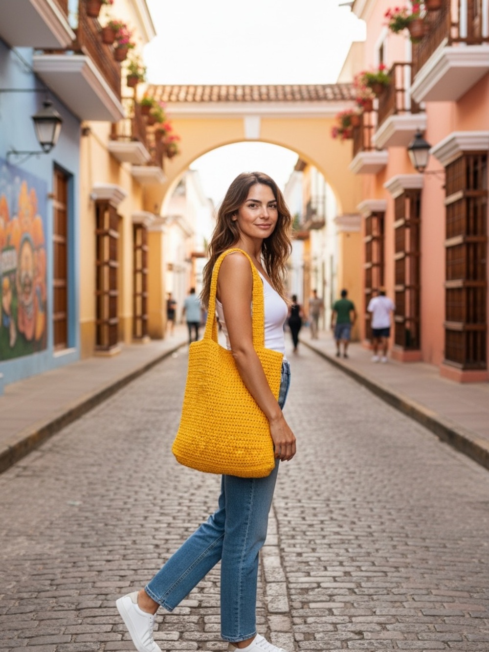 Handcrafted Yellow Crochet Tote Bag